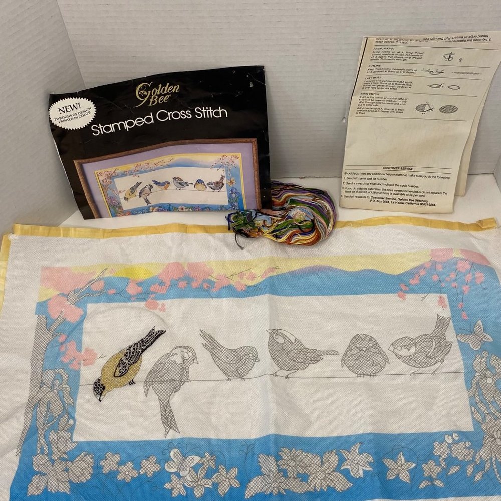 Golden Bee Birds on Line Picture 20312 cross stitch kit 1986 20 x 10‎